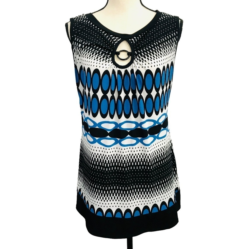 GNW Blue & Black Print Blouse